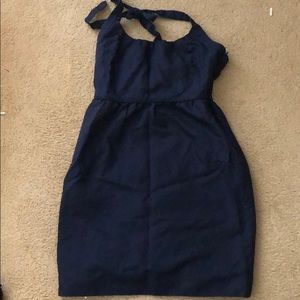 Navy blue cotton halter dress.  Fully lined.